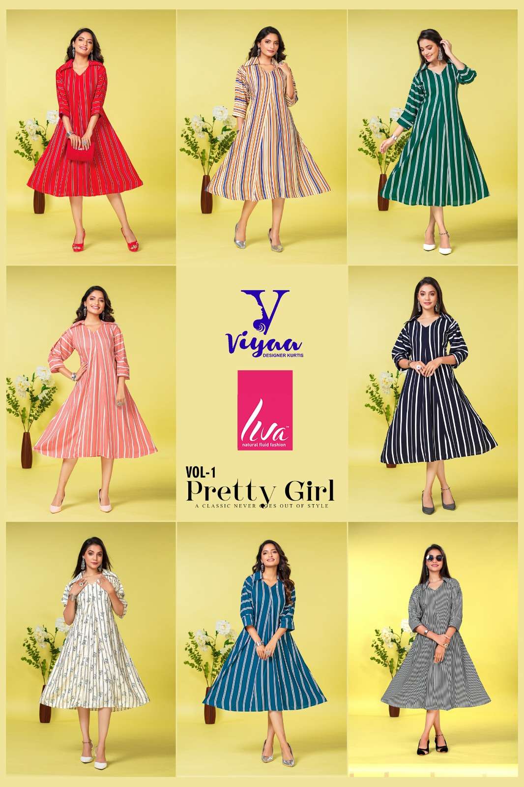 PRETTY GIRL FINEST QUALITY OF PURE REYON LIVA TAG FANCY KURTI BY VIYAA DESIGNER BRAND INDEX